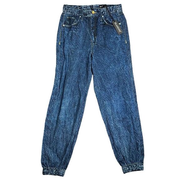 BLANKNYC‎ Womens S Blue Dark Wash High Rise Easy Come Easy Go Tapered Leg Jogger - Picture 2 of 13